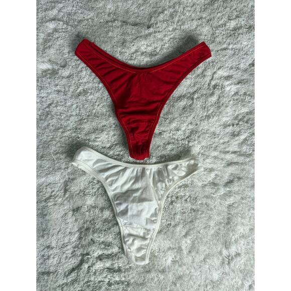 Maidenform Other - NWOT Maidenform Thong Panties Size M Red White 2 Pair Bundle Soft Stretch Cotton